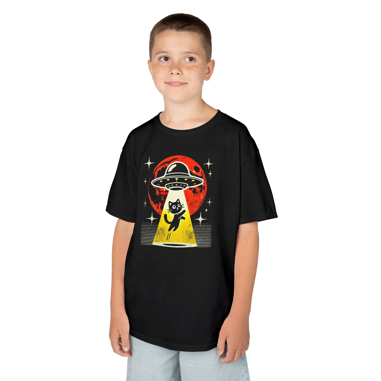 Cat UFO Alien Abduction Youth T-shirt (YG021)