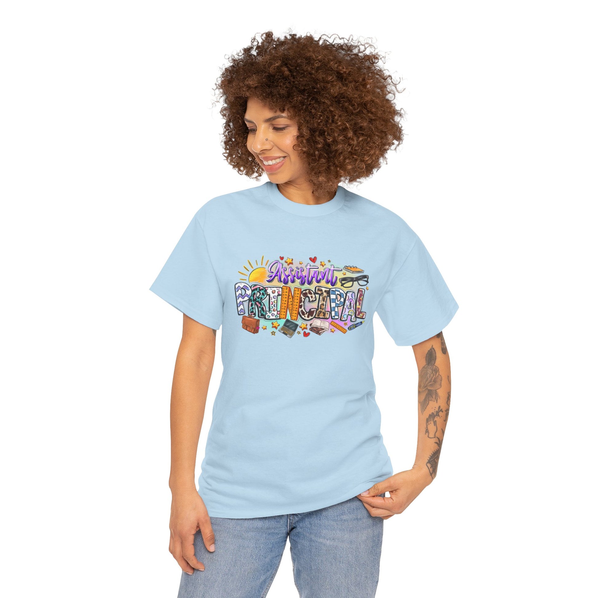 Assistant Principal T-shirt Myfiercespirit Woman Model 1 Light Blue