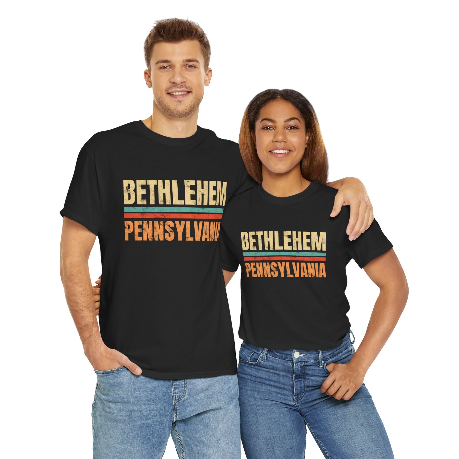 Bethlehem Pennsylvania T-shirt Myfiercespirit Man Woman Model Front Black