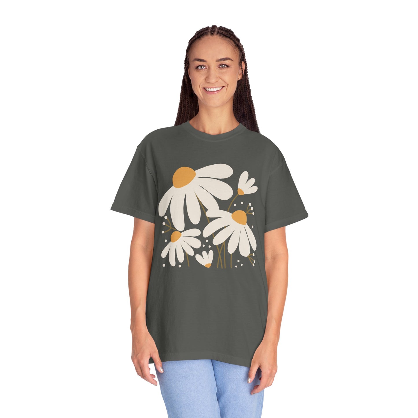 Boho Daisies Oversized Sleep Tee Woman Model Pepper