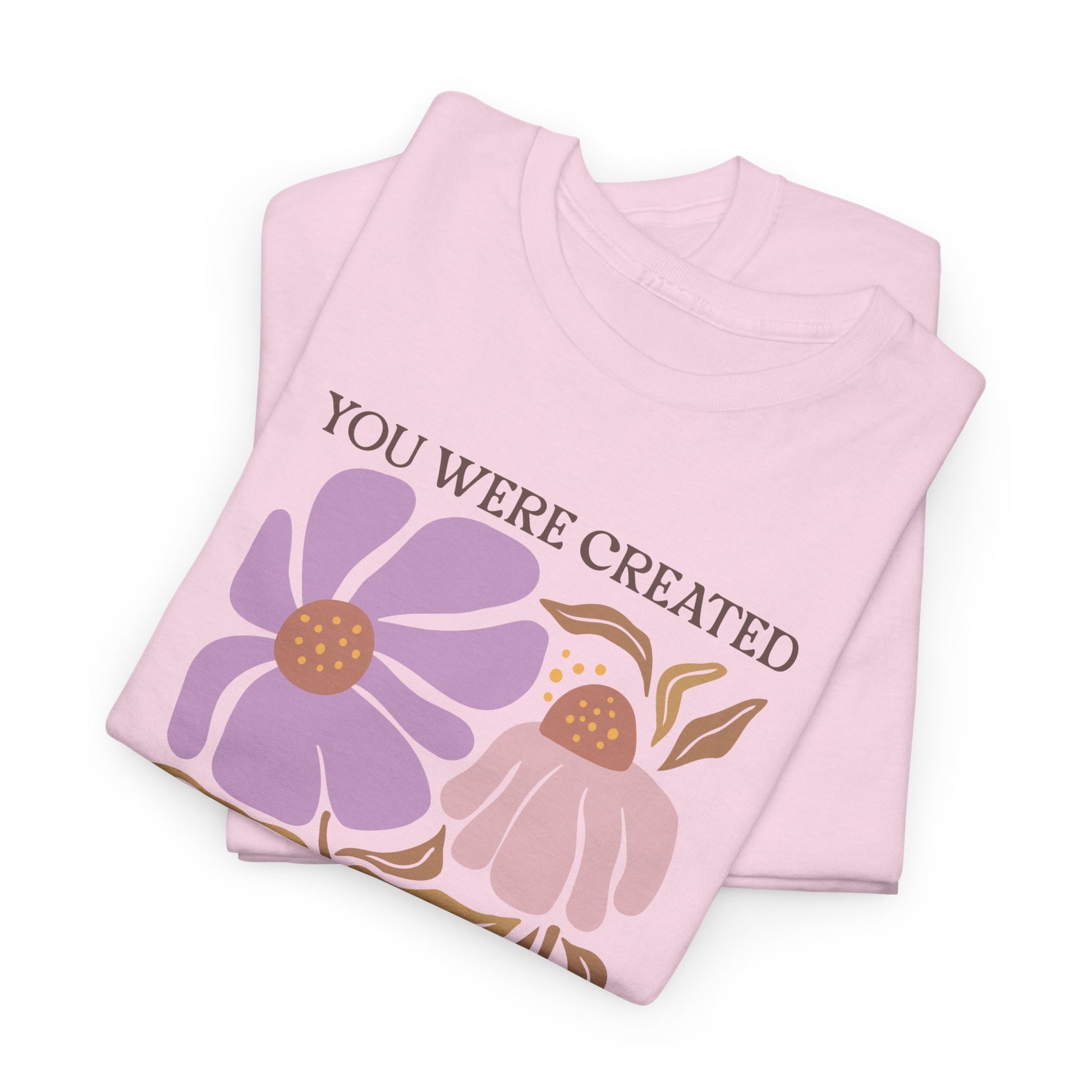 Boho Floral Bible Verse T-shirt Myfiercespirit Folded Front Light Pink