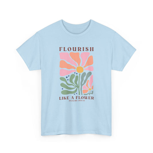 Boho Floral Psalms 103:15 T-shirt Myfiercespirit Front Light Blue