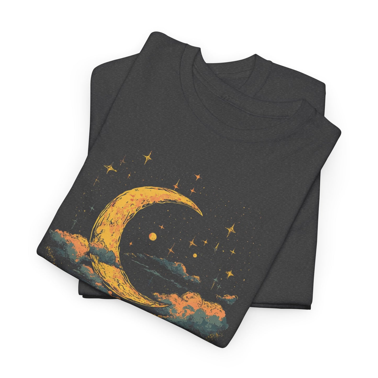 Boho Moon Reflect Sea T-shirt Myfiercespirit Folded Front Dark Heather