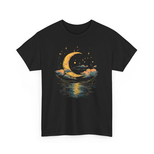 Boho Moon Reflect Sea T-shirt Myfiercespirit Front Black