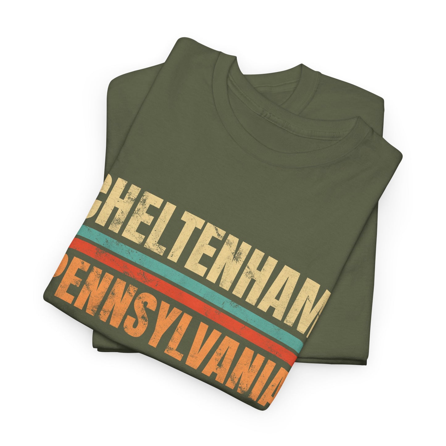 Cheltenham Pennsylvania T-shirt Myfiercespirit Folded Front Military Green