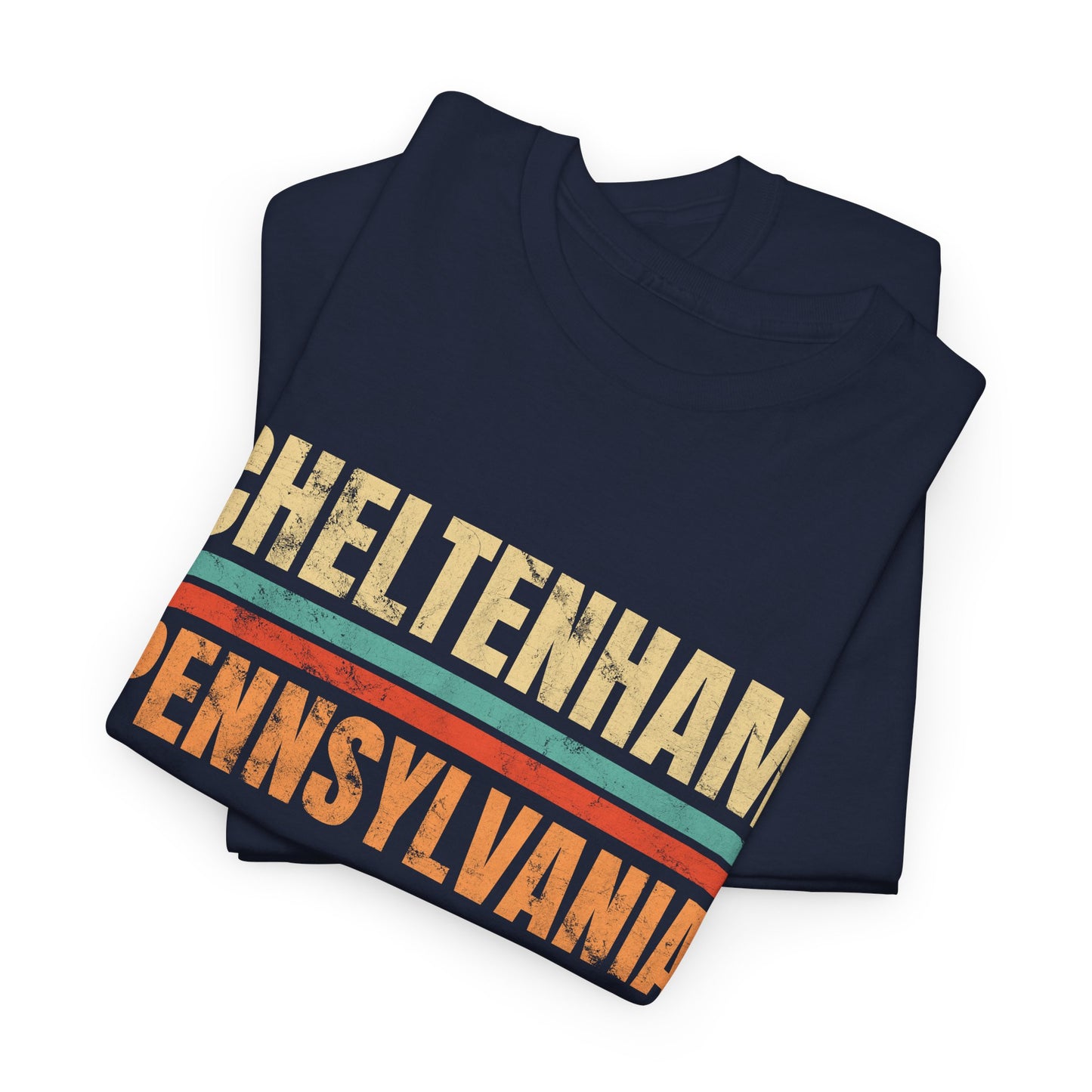 Cheltenham Pennsylvania T-shirt Myfiercespirit Folded Front Navy