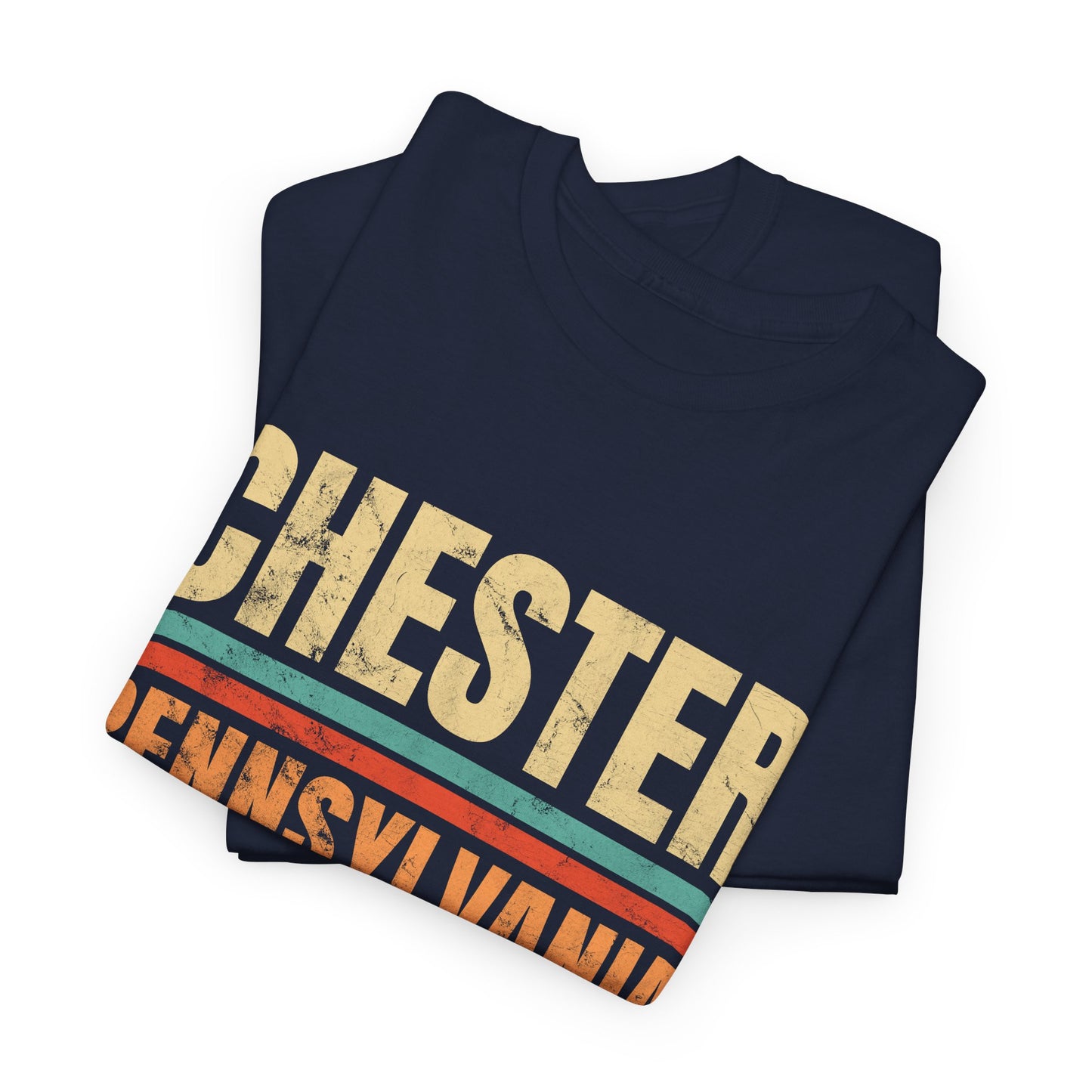 Chester Pennsylvania T-shirt Myfiercespirit Folded Front Navy