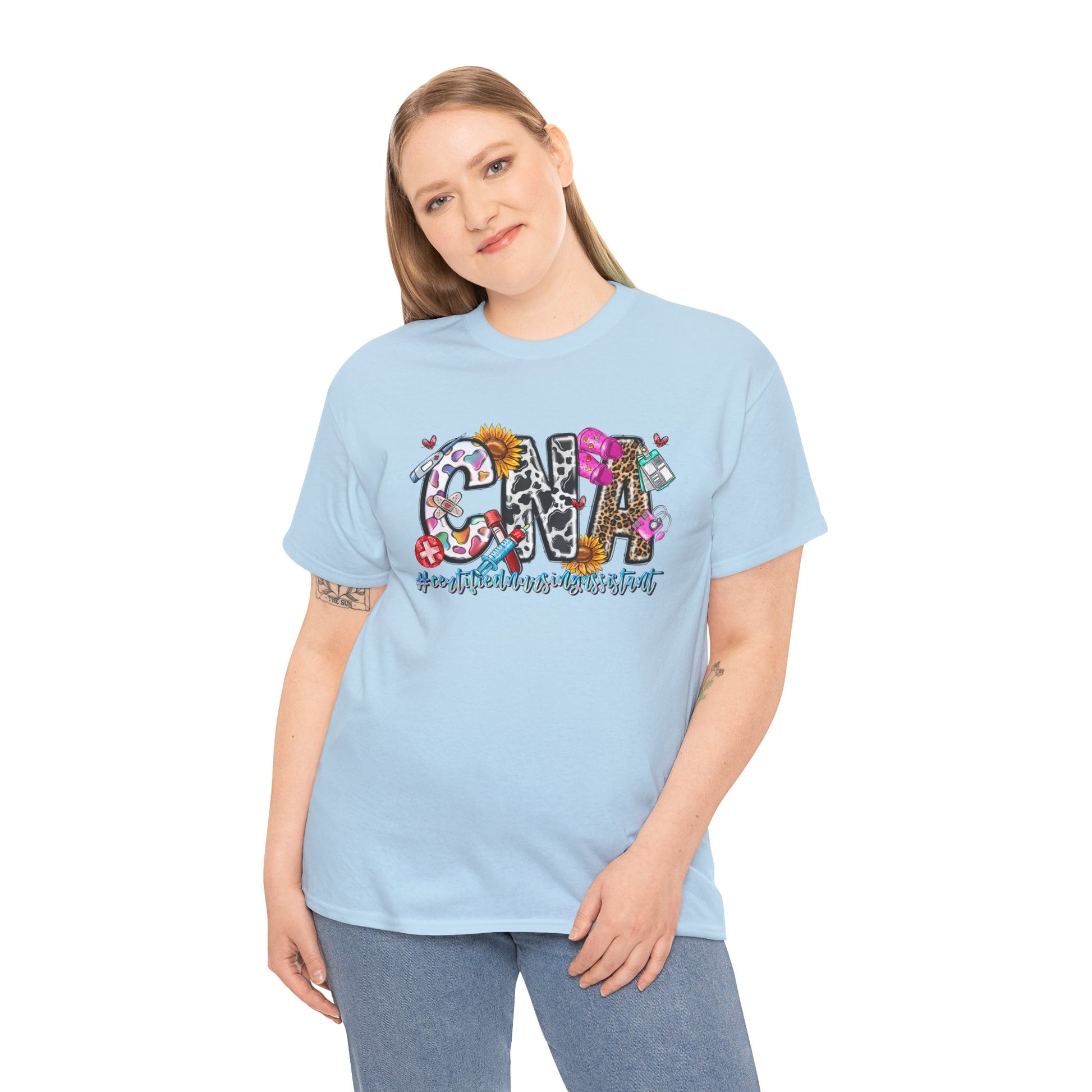 CNA Certified Nursing Assistant T-shirt Myfiercespirit Woman Model 2 Light Blue