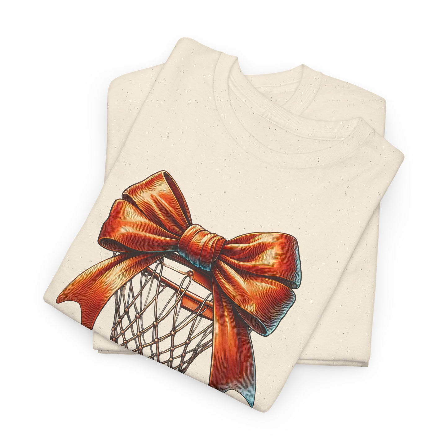 Coquette Bow Basketball T-shirt Myfiercespirit Folded Front Naturel