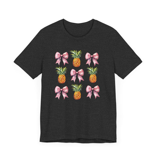 Coquette Pineapple T-shirt Myfiercespirit Front Dark Grey Heather