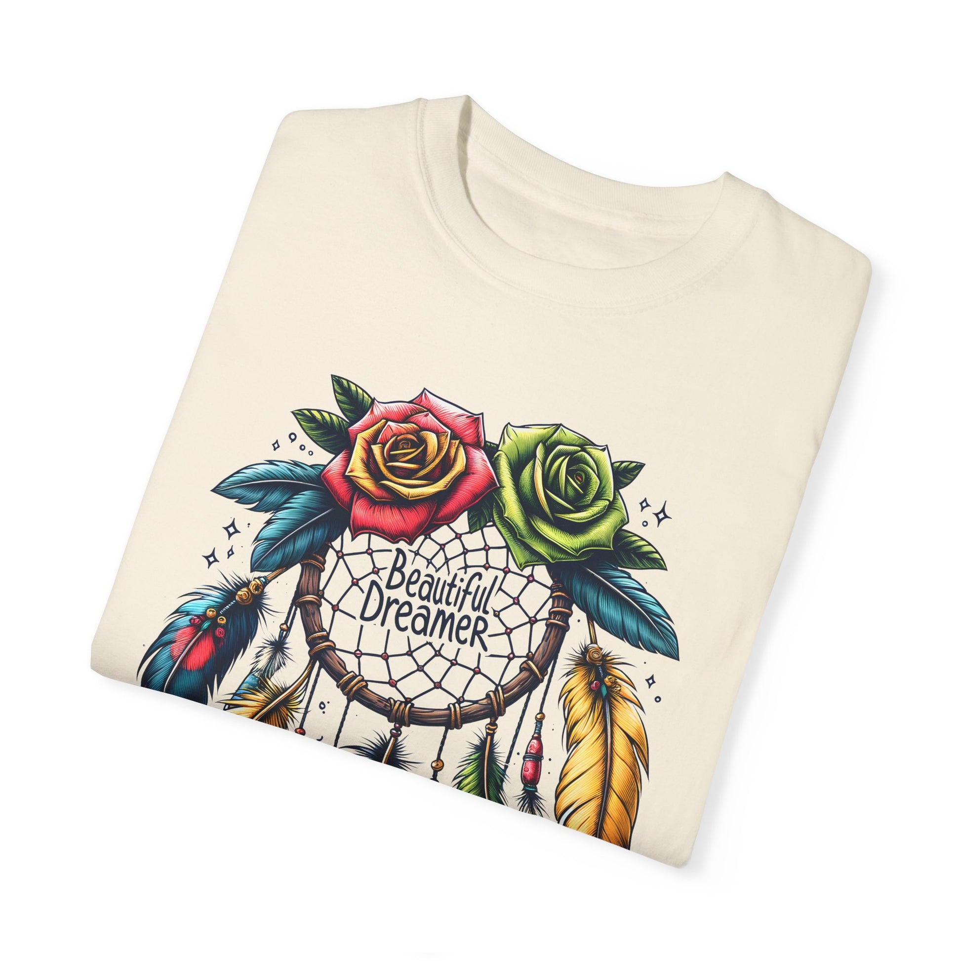 Floral Dreamcatcher Oversized Sleep Tee Folded Front Ivory