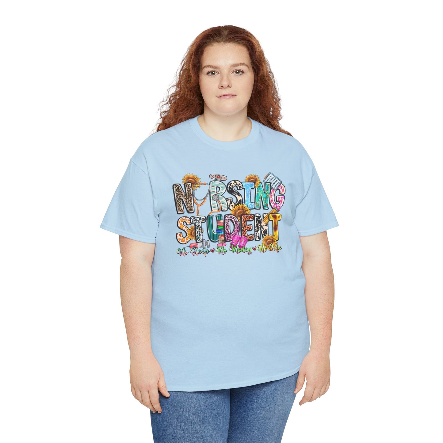 Funny Nursing Student T-shirt Myfiercespirit Woman Model 3 Light Blue