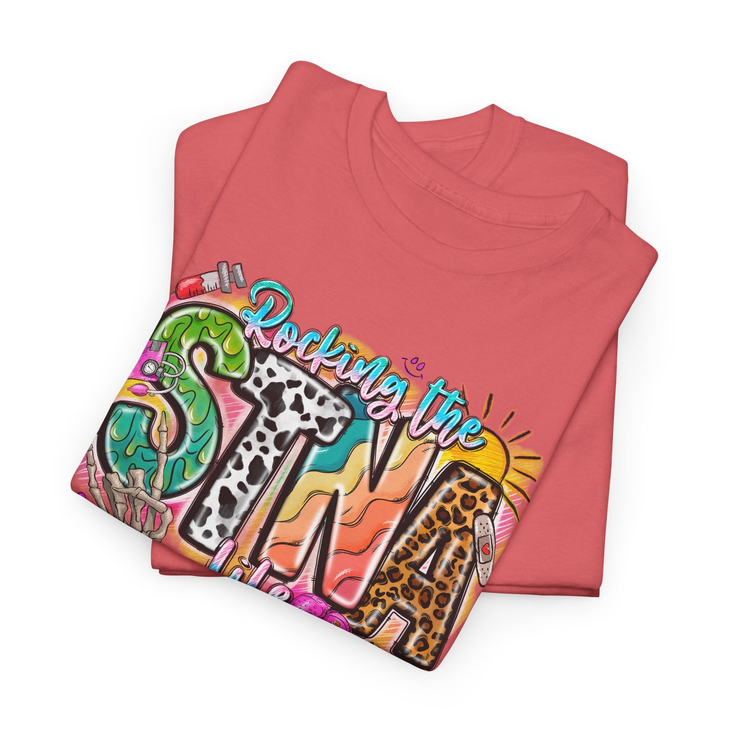 Funny STNA Retro T-shirt Myfiercespirit Folded Front Coral Silk