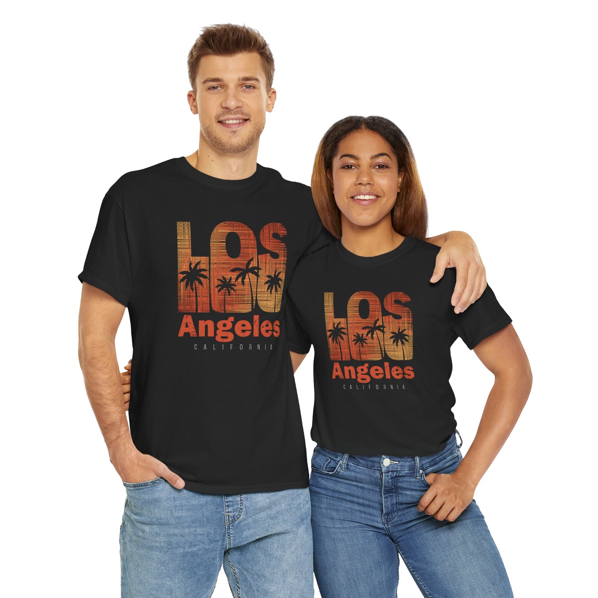 Los Angeles California T-shirt Myfiercespirit Man Woman Model Front Black