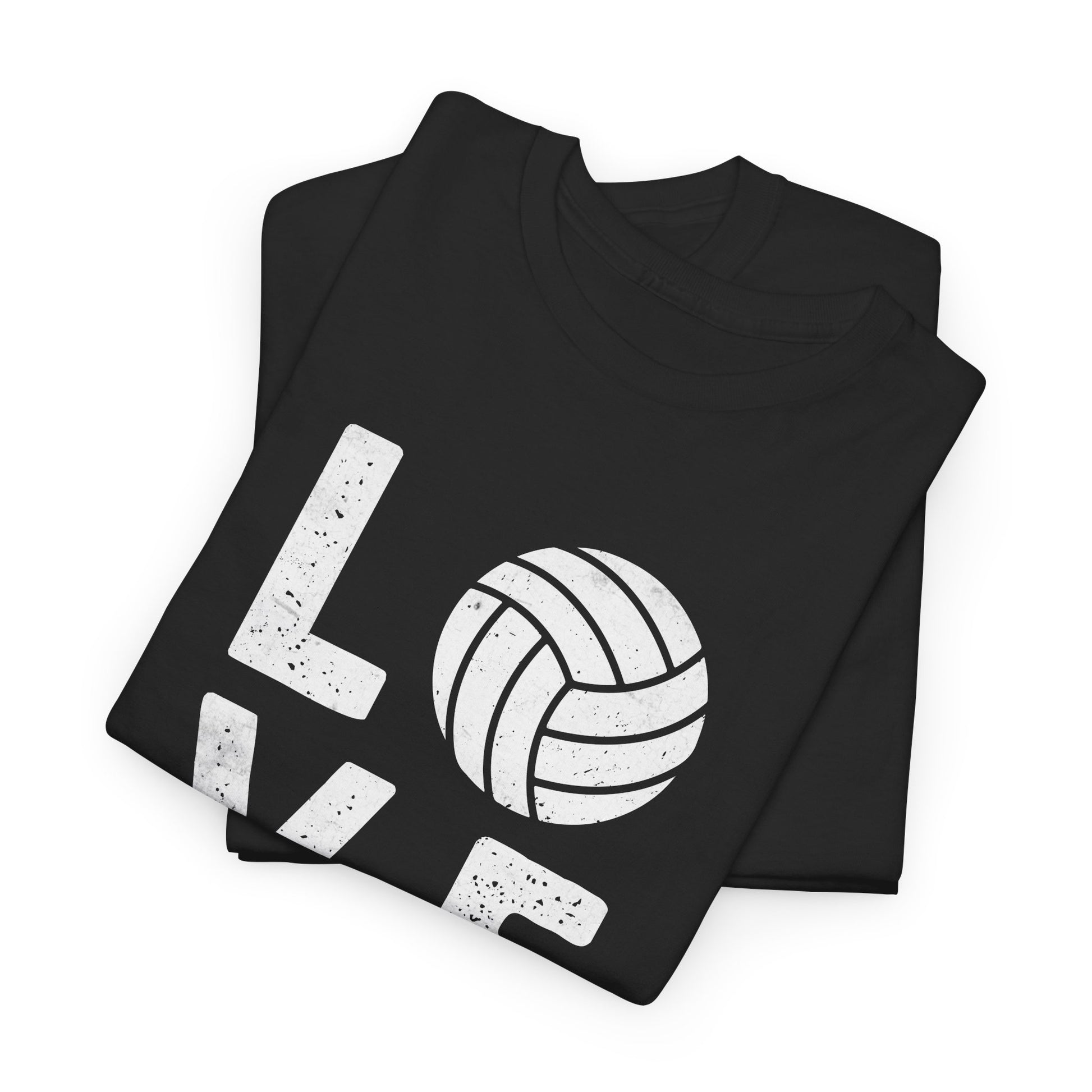 Love Volleyball Grunge T-shirt Myfiercespirit Folded Front Black