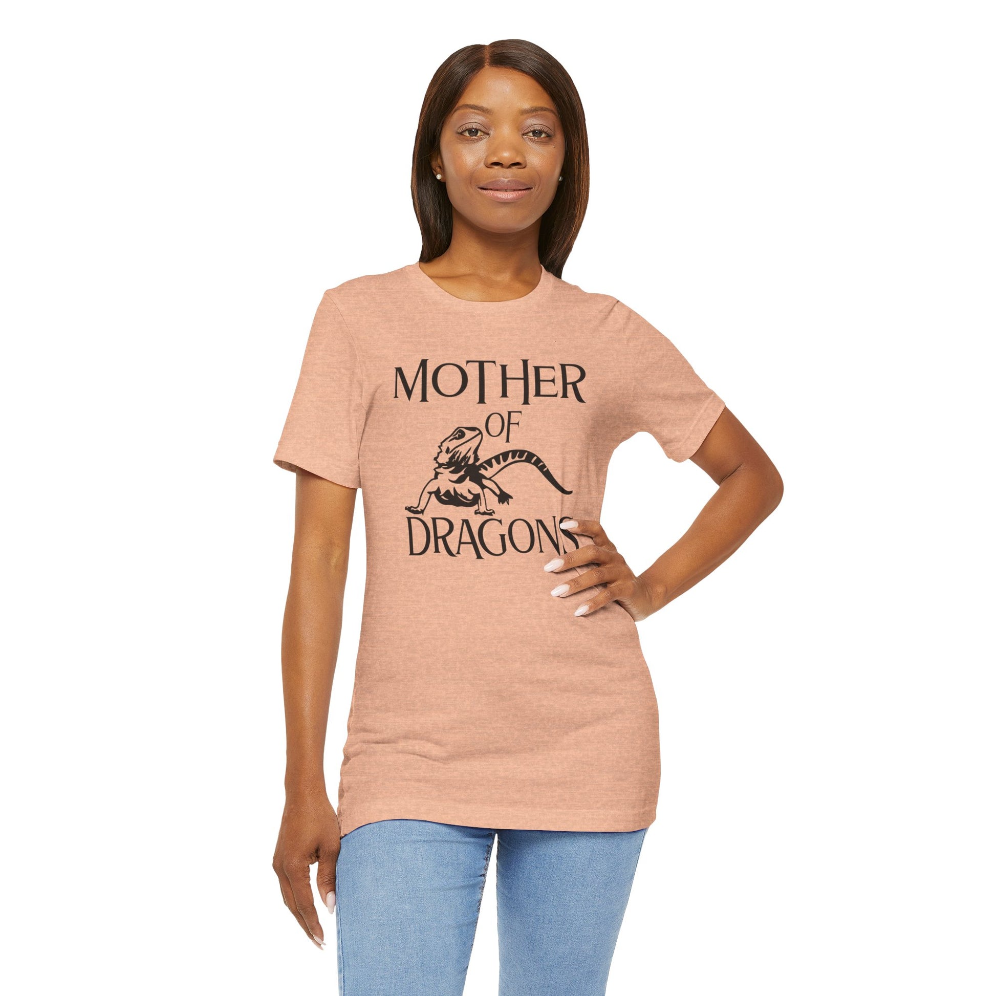 Mother of Dragons T-shirt Myfiercespirit Woman Model 2 Heather Peach