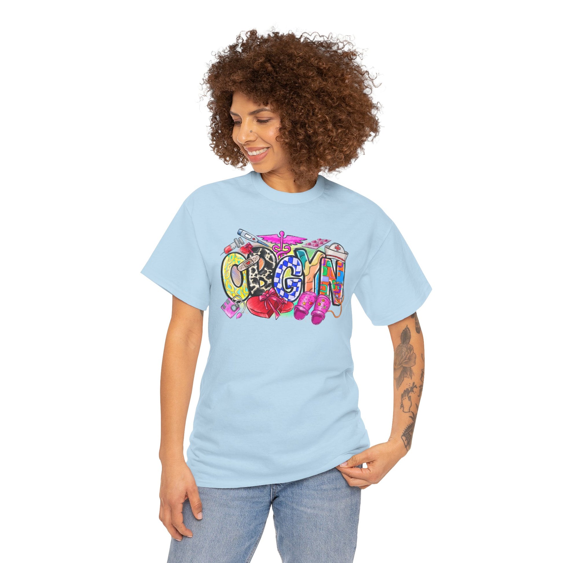 Obgyn Gift Gynecologist T-shirt Myfiercespirit Woman Model 1 Light Blue