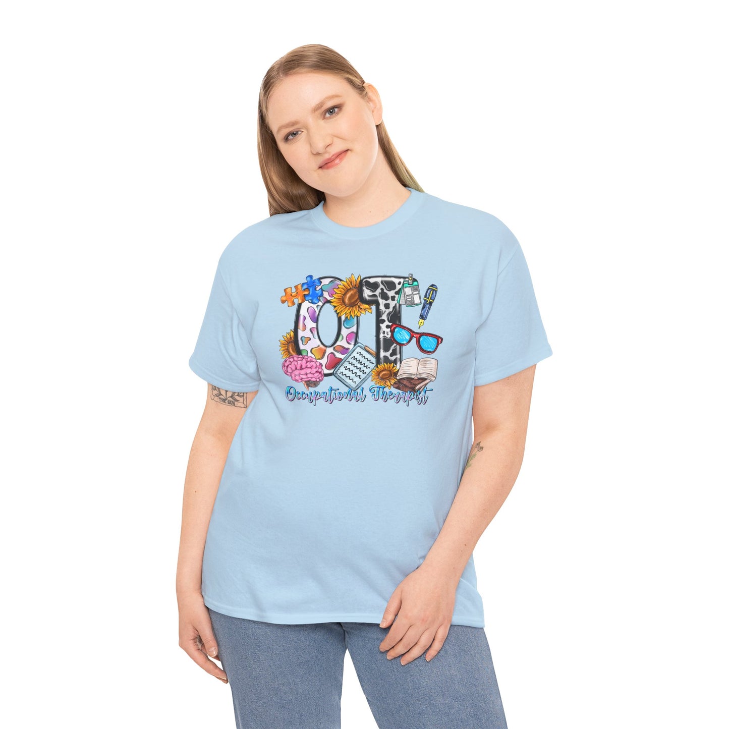 OT Occupational Therapy T-shirt Myfiercespirit Woman Model 2 Light Blue