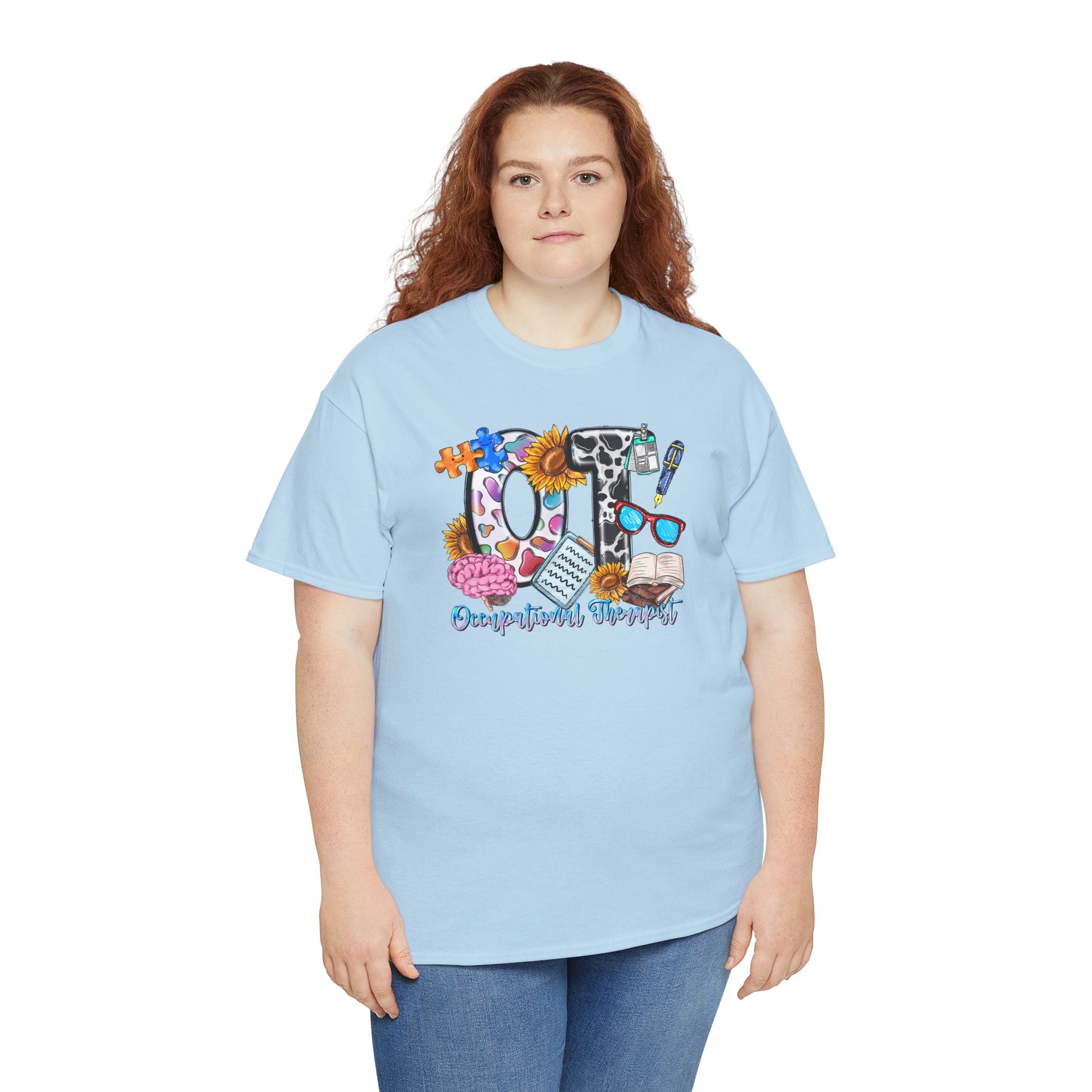 OT Occupational Therapy T-shirt Myfiercespirit Woman Model 3 Light Blue