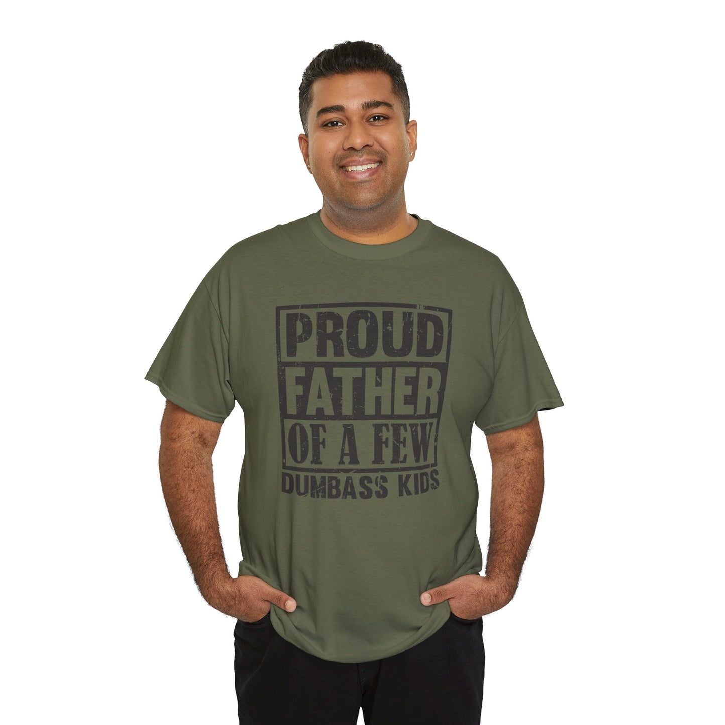 Proud Father T-shirt Funny Dad Tee Myfiercespirit Man Model 1 Front Military Green