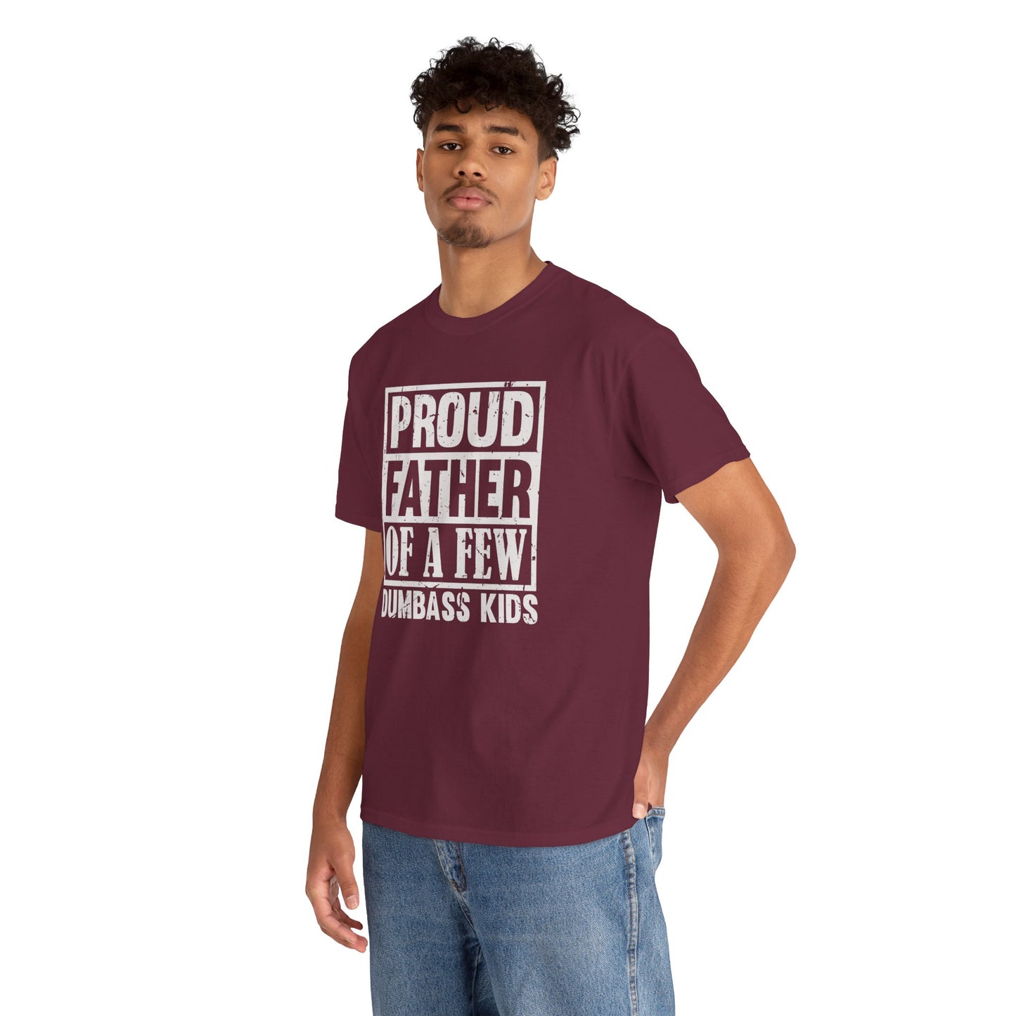 Proud Father T-shirt Funny Dad Tee Myfiercespirit Man Model 3 Front Maroon