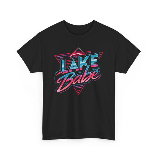 Retro Lake Babe 80s T-shirt Myfiercespirit Front Black