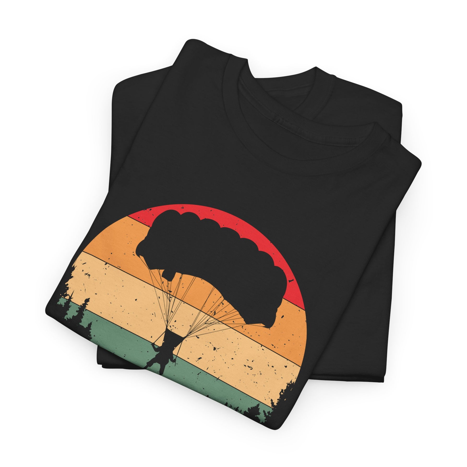 Retro Paragliding T-shirt Myfiercespirit Folded Front Black