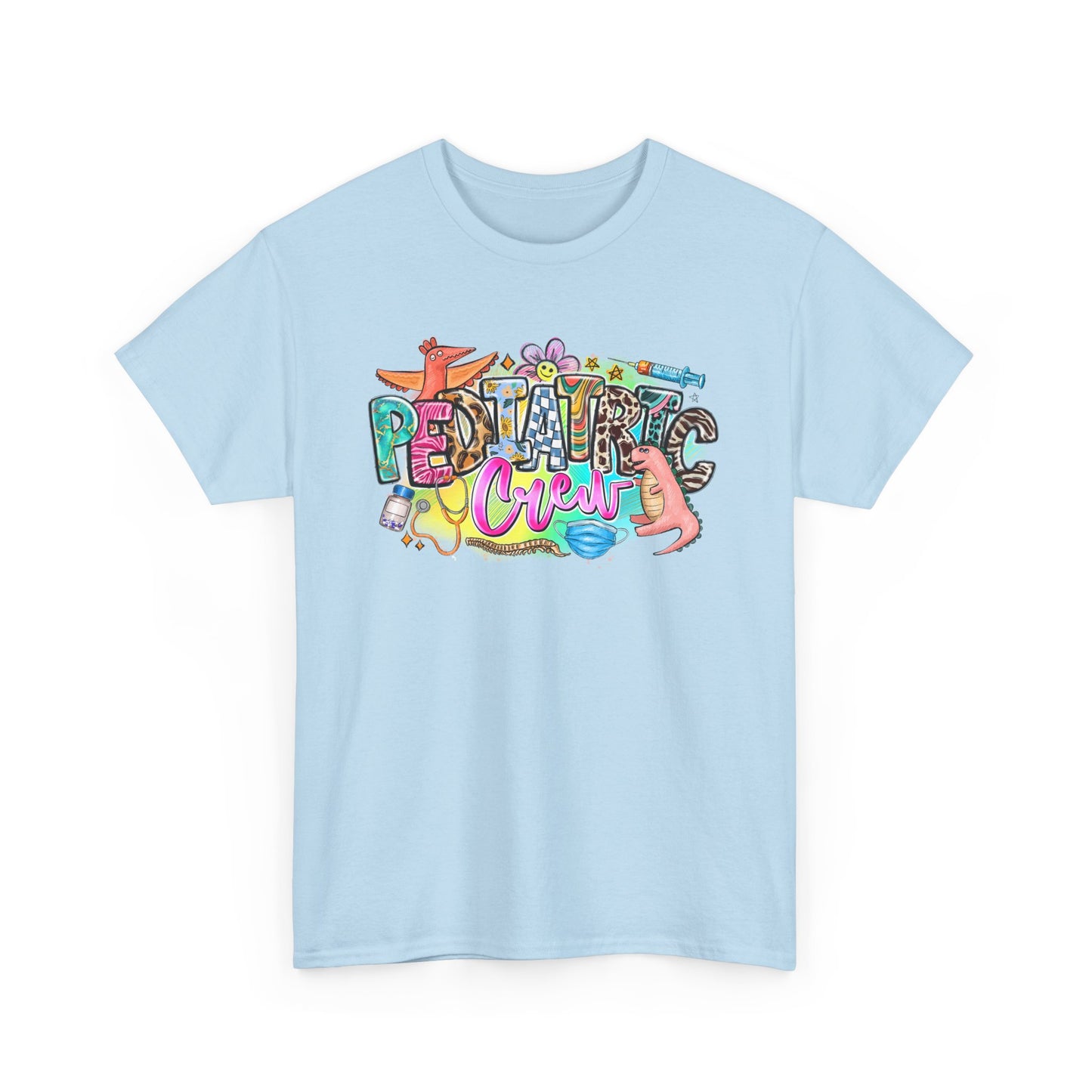 Retro Pediatric Crew T-shirt Myfiercespirit Front Light Blue