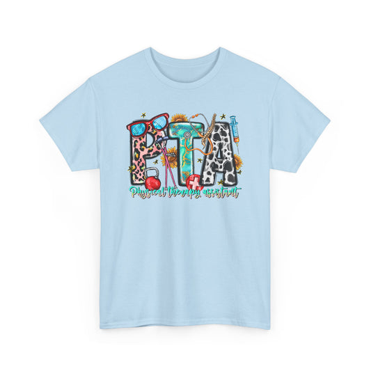 Retro Physical Therapy Assistant T-shirt Myfiercespirit Front Light Blue