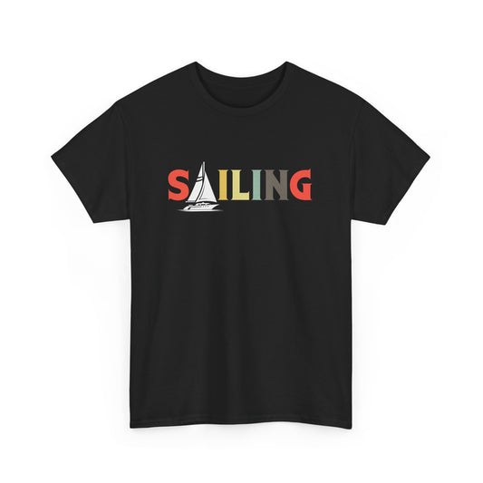 Retro Sailing T-shirt Myfiercespirit Front Black