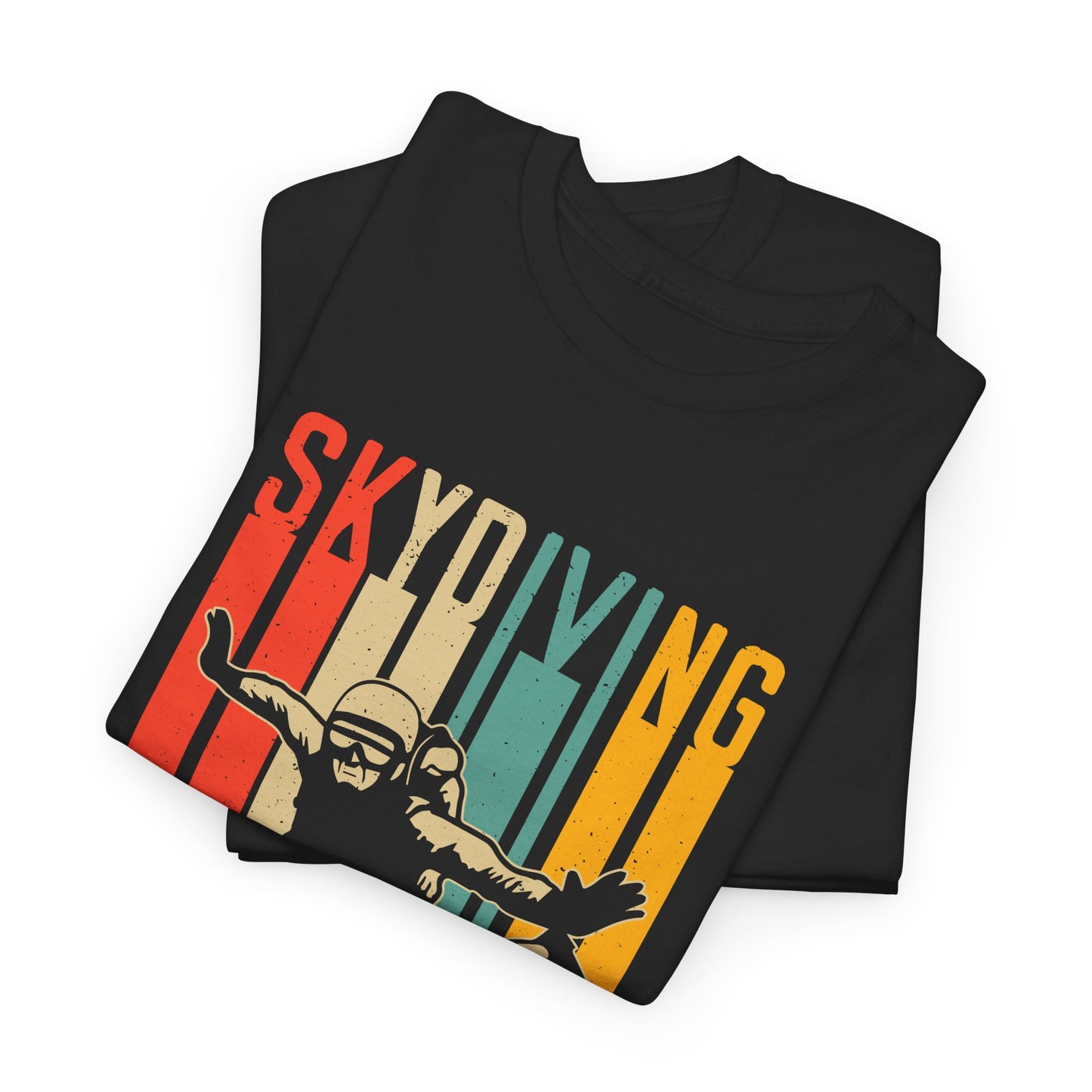 Retro Skydiving T-shirt Myfiercespirit Folded Front Black