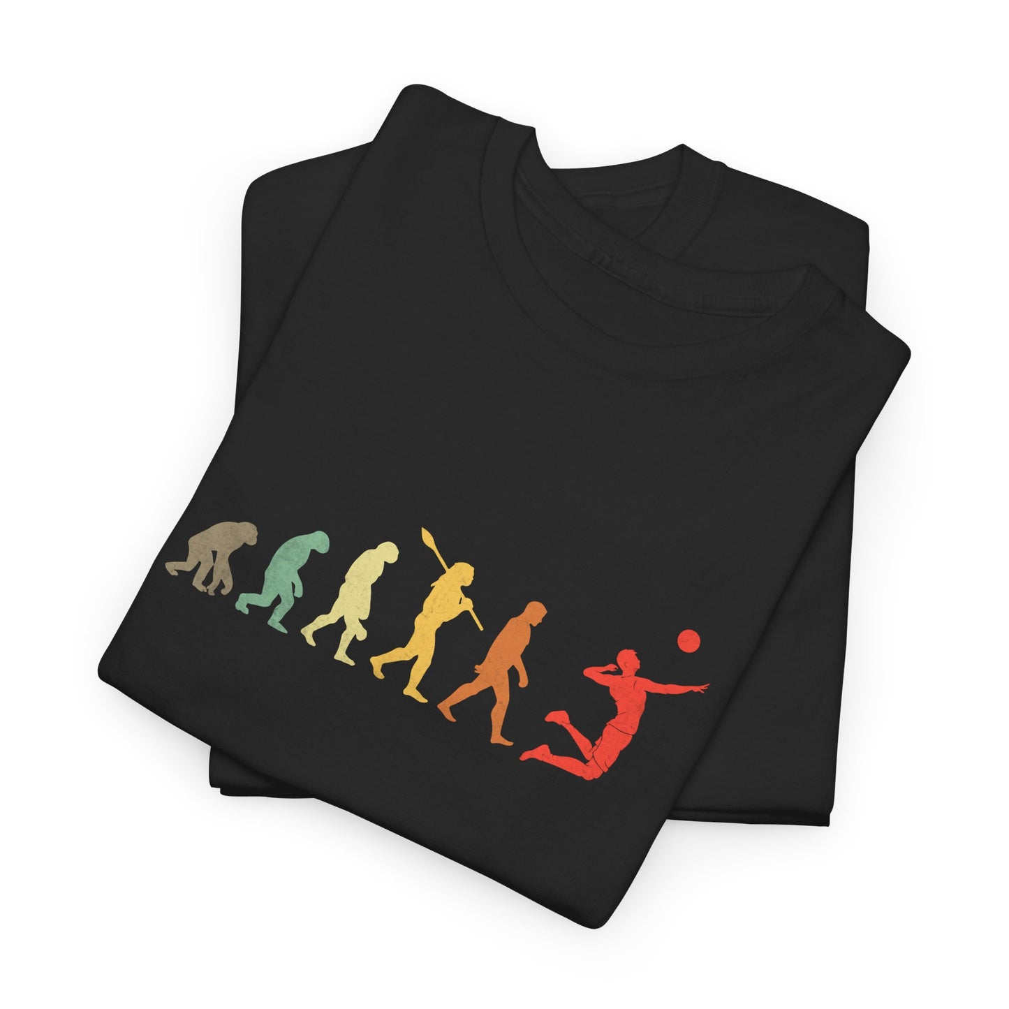 Retro Volleyball Evolution T-shirt Myfiercespirit Folded Front Black