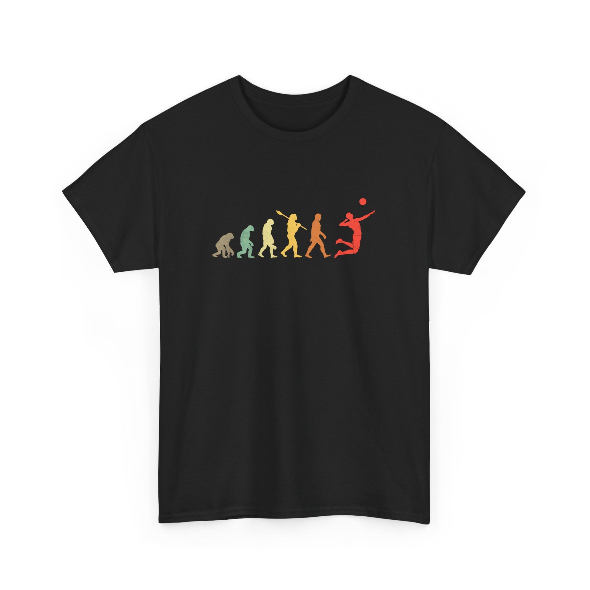 Retro Volleyball Evolution T-shirt Myfiercespirit Front Black