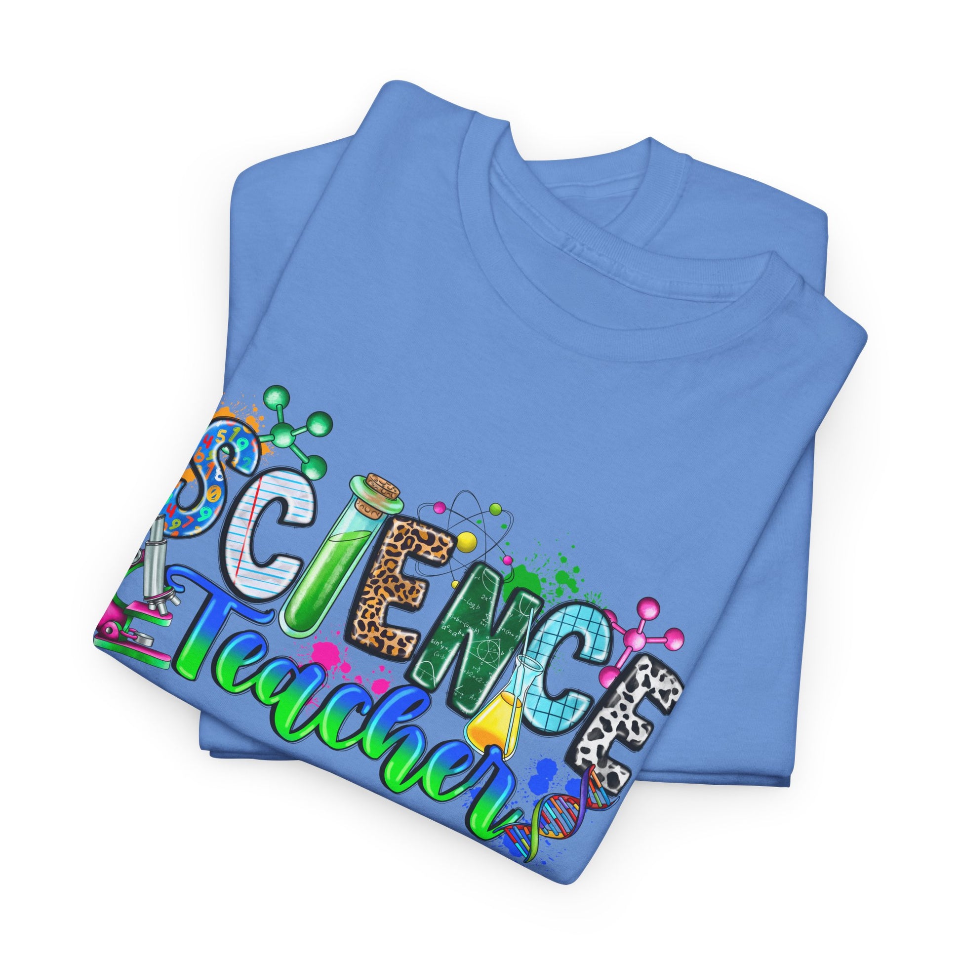 Science Teacher T-shirt Myfiercespirit Folded Front Carolina Blue