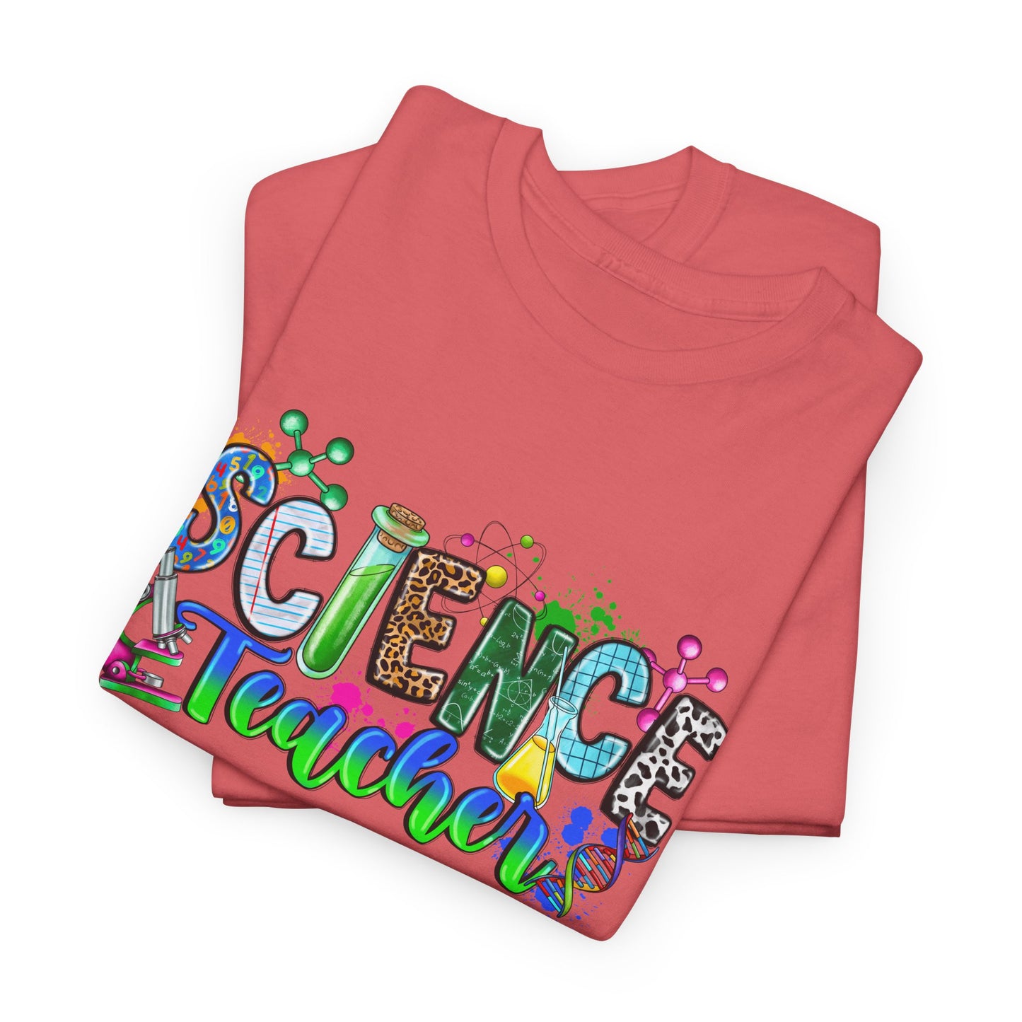 Science Teacher T-shirt Myfiercespirit Folded Front Coral Silk