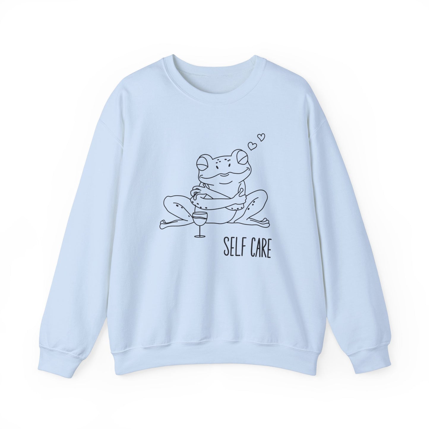 Self Care Frog Sweatshirt Myfiercespirit Front Light Blue