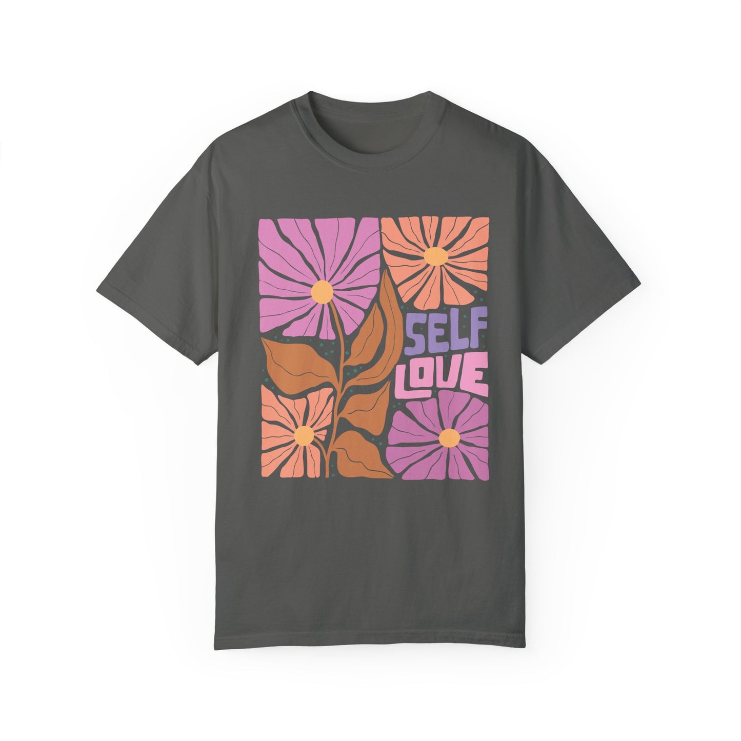 Self Love Flowers Oversized Sleep T-shirt Front Pepper