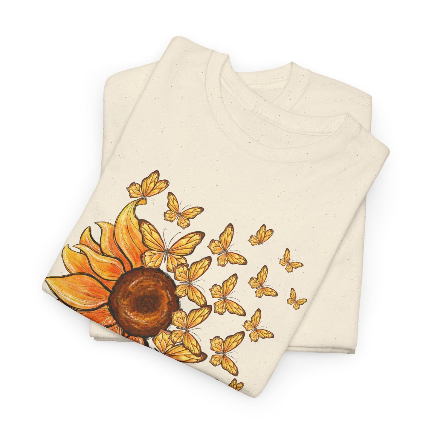 Sunflower Butterfly T-shirt Myfiercespirit Folded Front Naturel