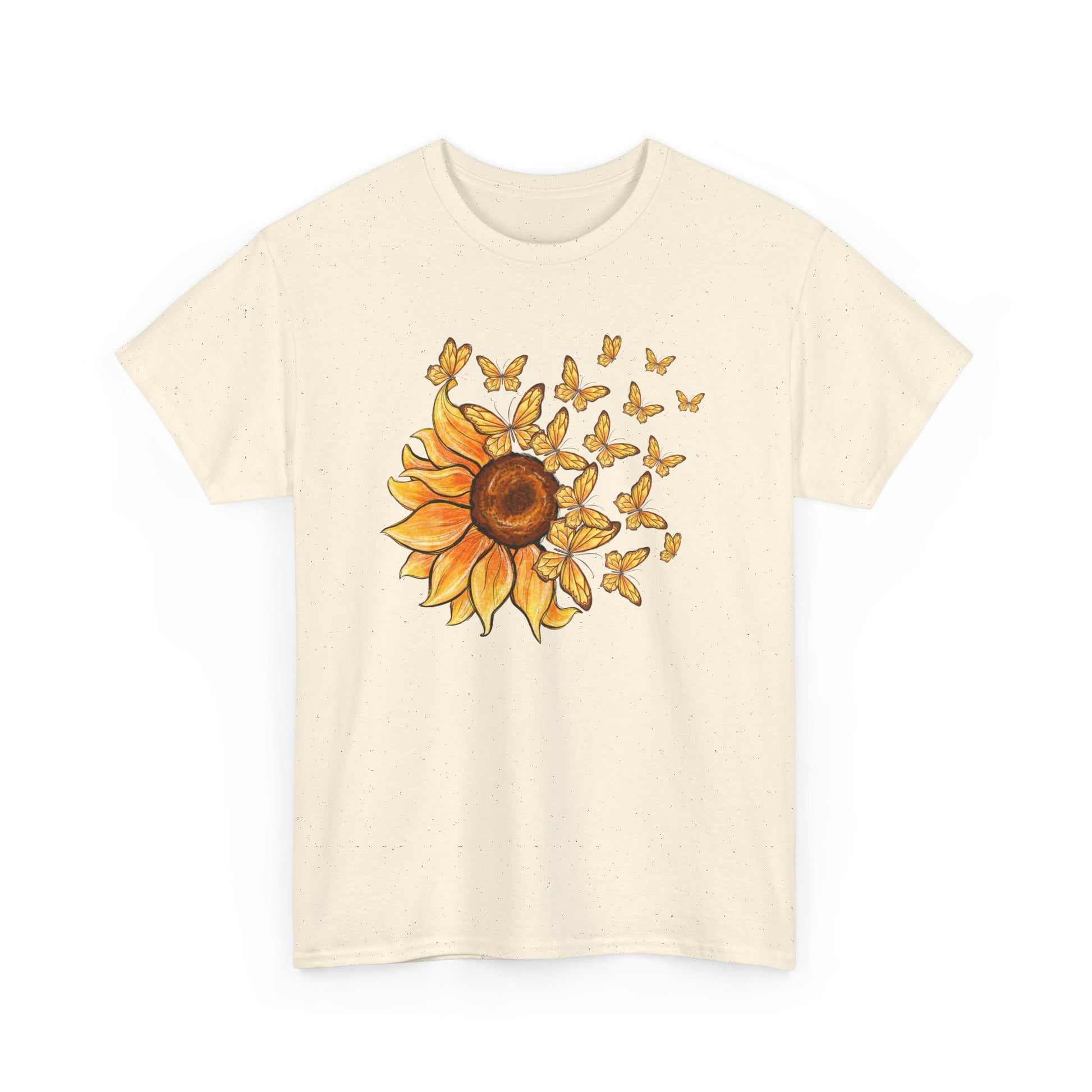 Sunflower Butterfly T-shirt Myfiercespirit Front Naturel