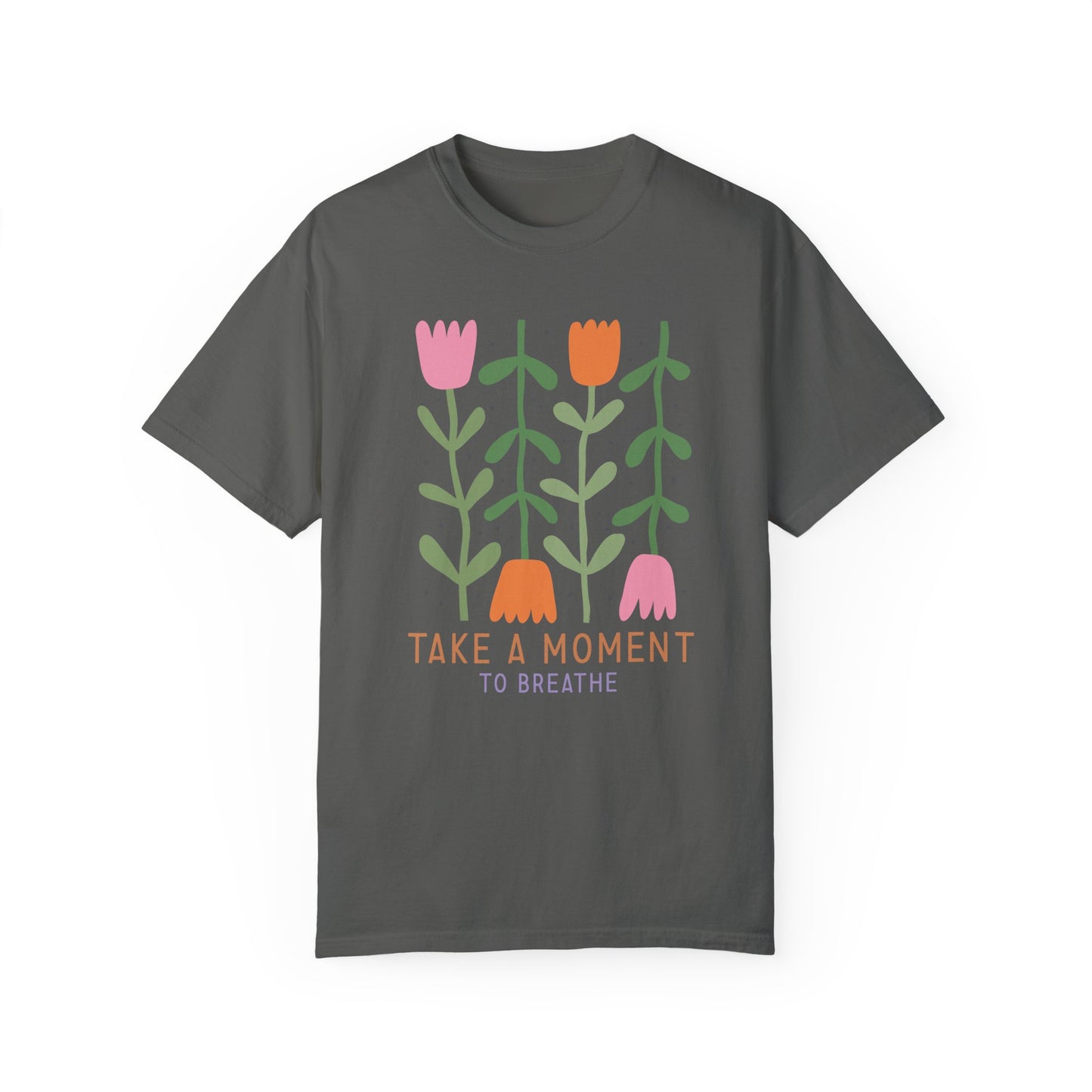 Take a Moment to Breathe Floral Oversized Sleep Tee Front Pepper