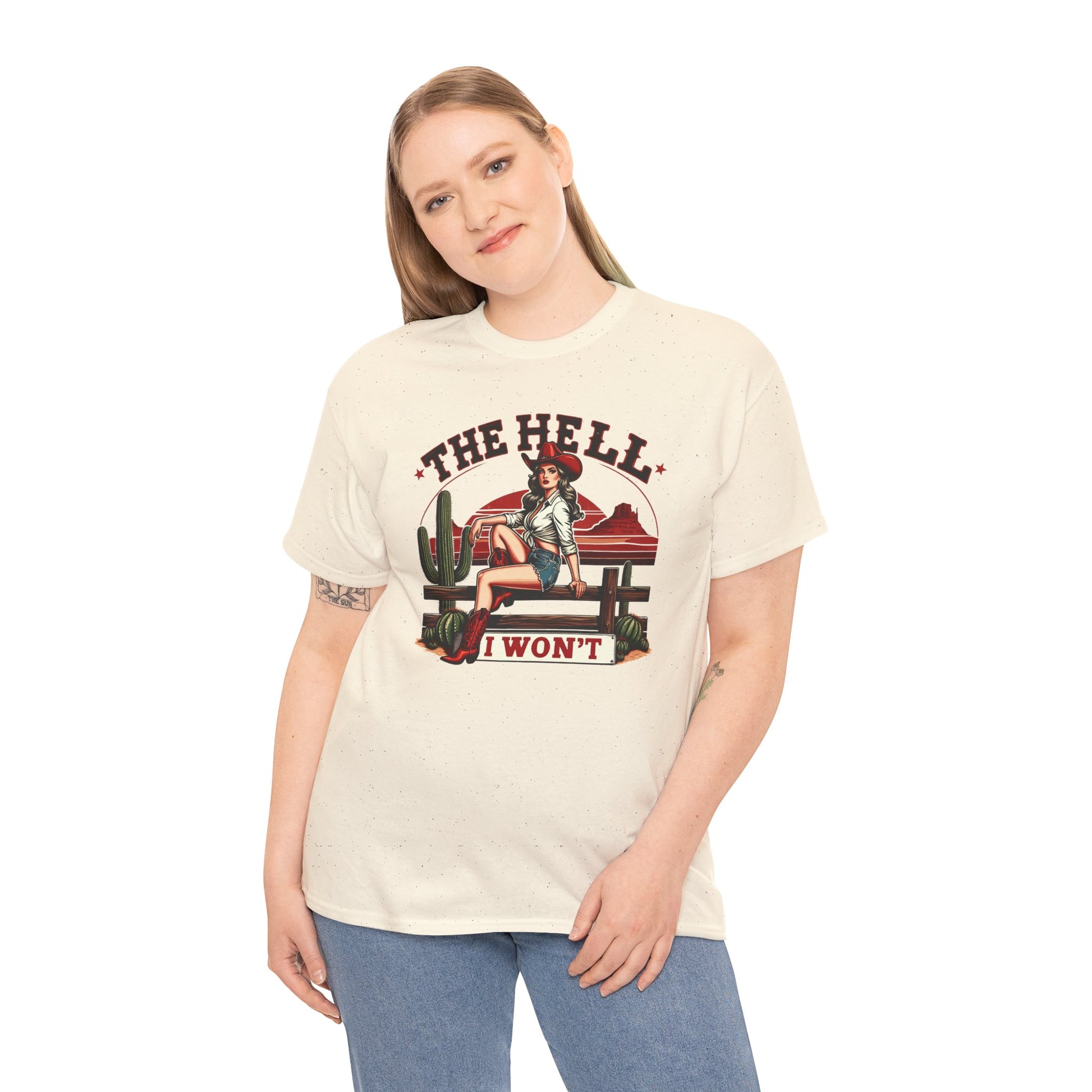 The Hell I Won't T-shirt Myfiercespirit Woman Model 2 Naturel