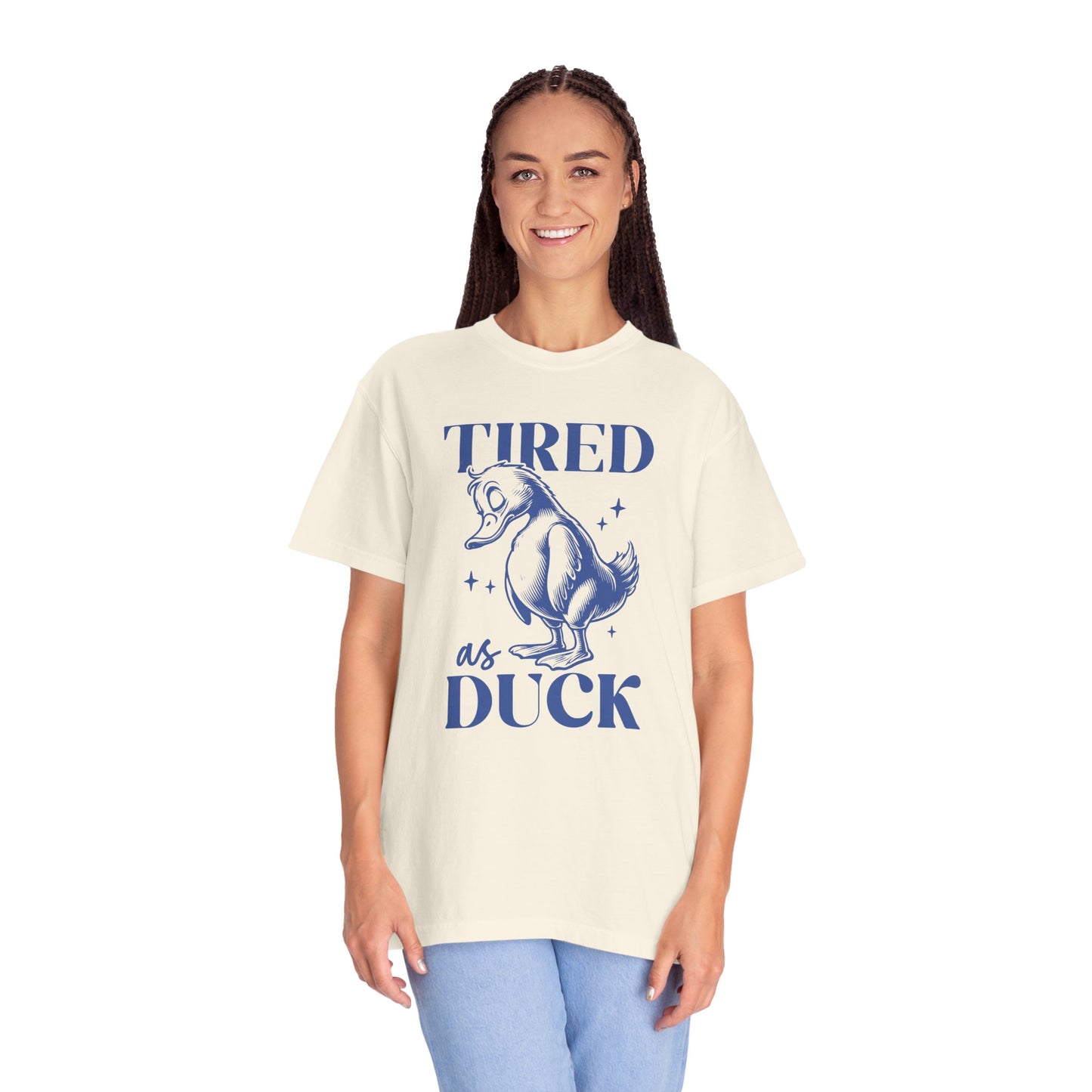 Tired As Duck Oversized Sleeping Shirt Woman Model Ivory