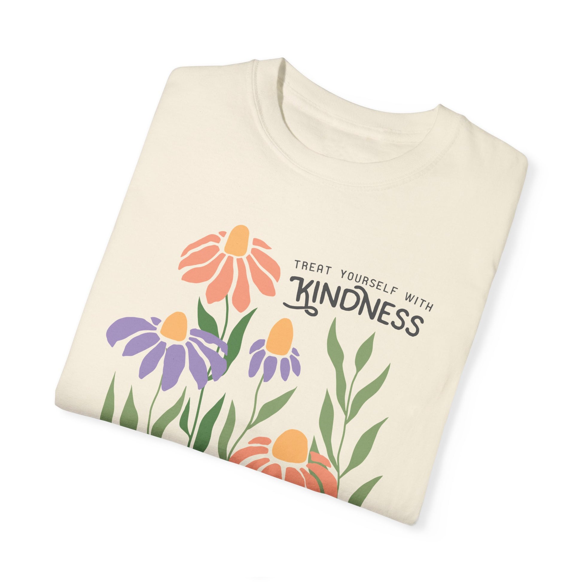 Treat Yourself with Kindness Oversized Sleep Tee Folded Front Ivory