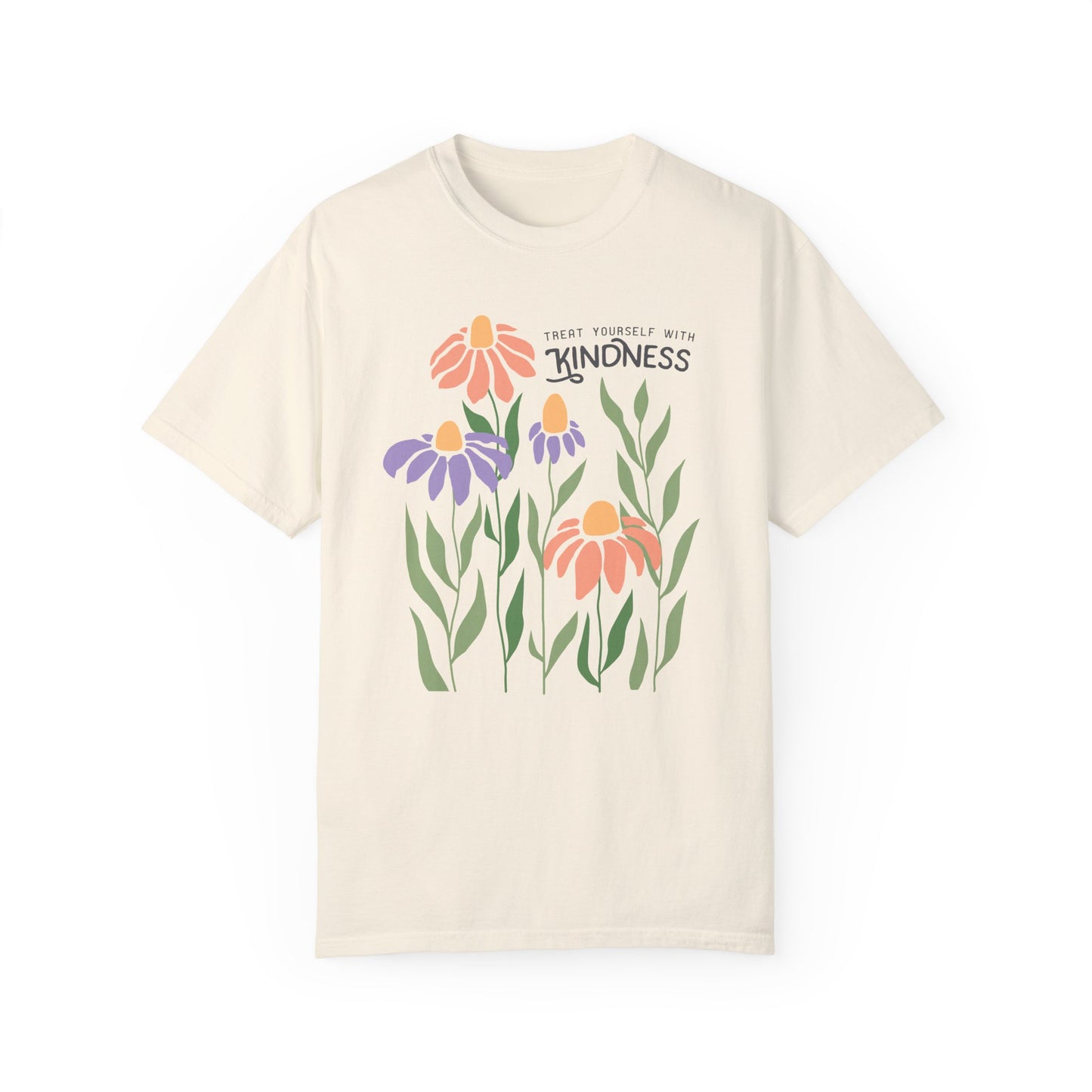 Treat Yourself with Kindness Oversized Sleep Tee Front Ivory