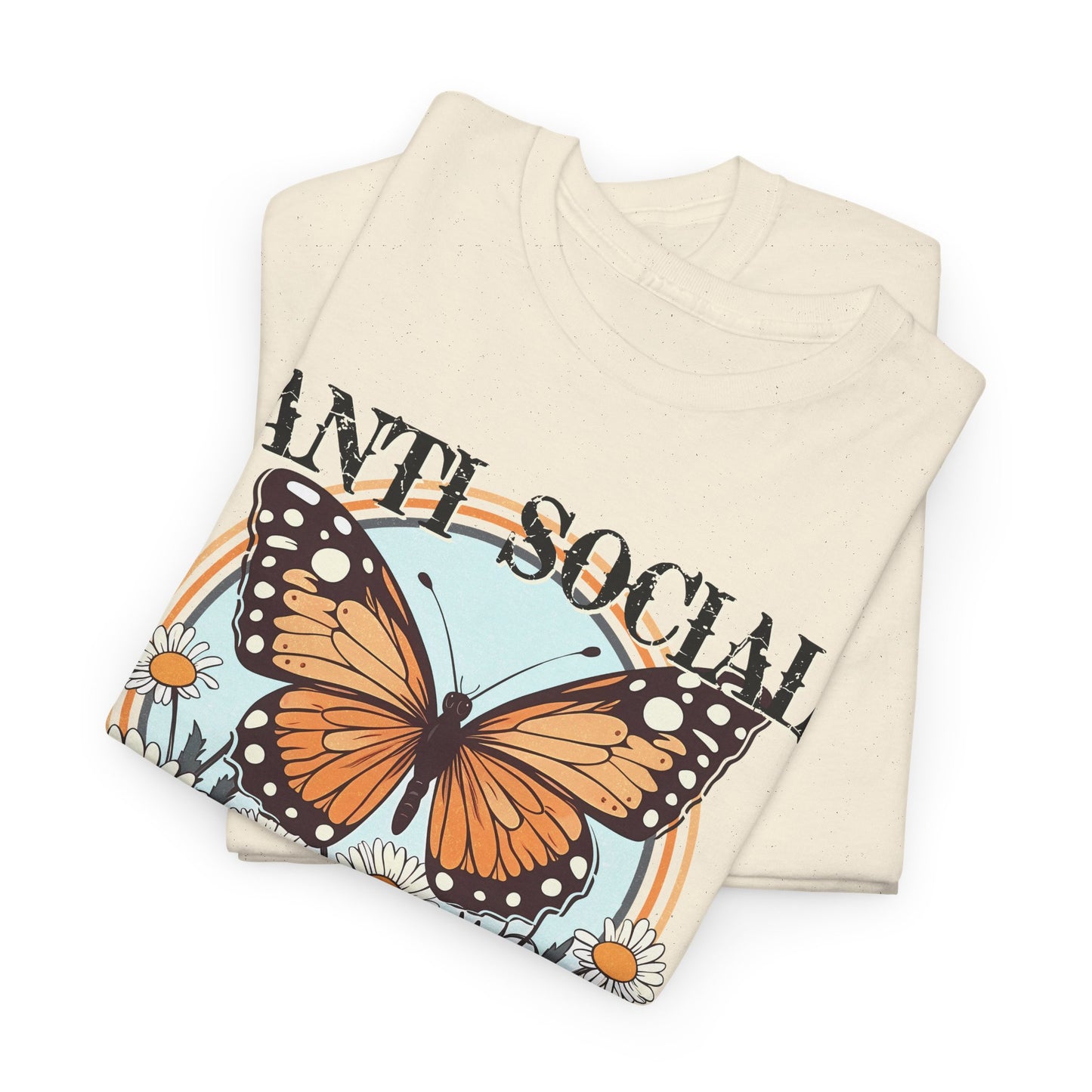 Vintage Anti Social Butterfly T-shirt Myfiercespirit Folded Front Naturel