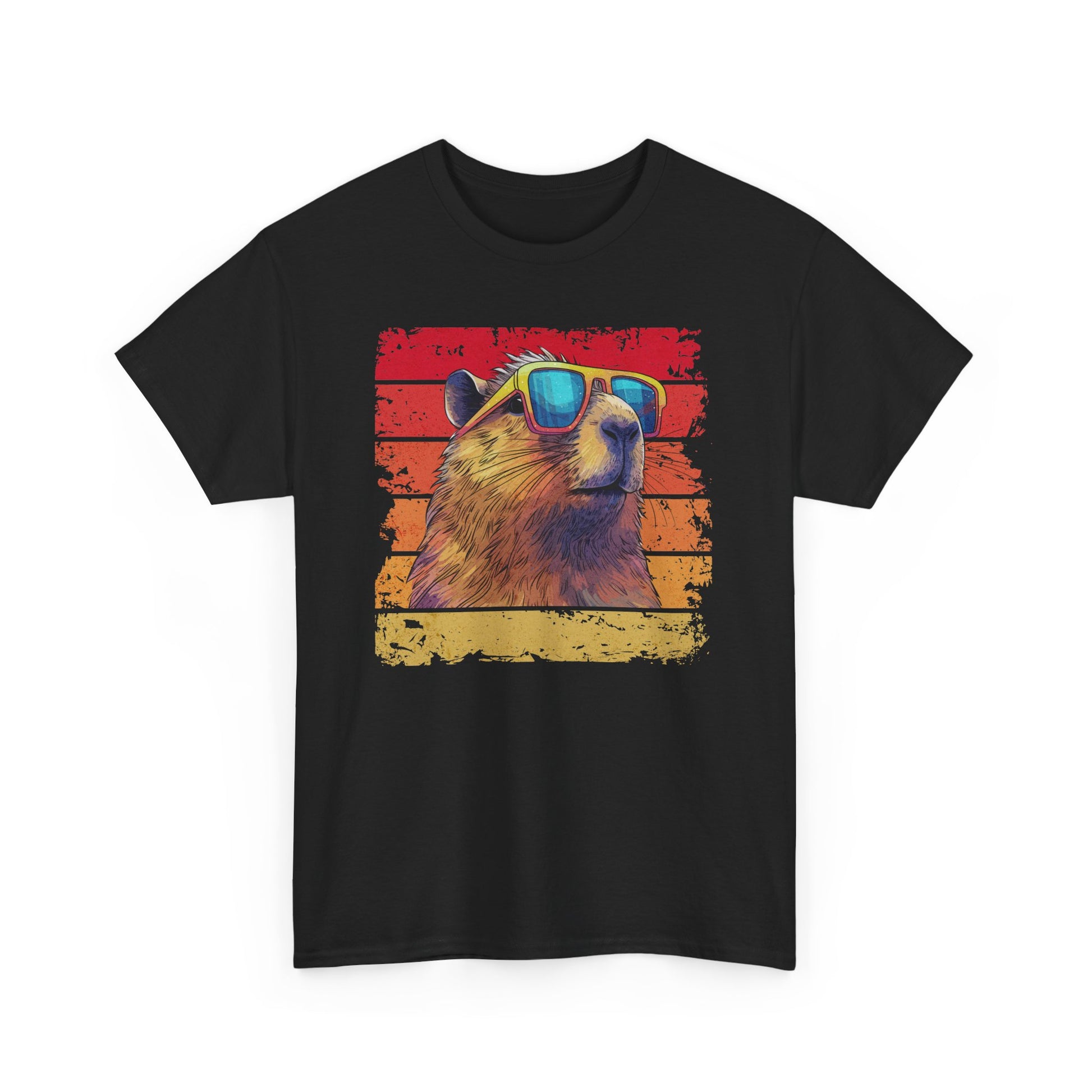 Vintage Capybara T-shirt Myfiercespirit Front Black