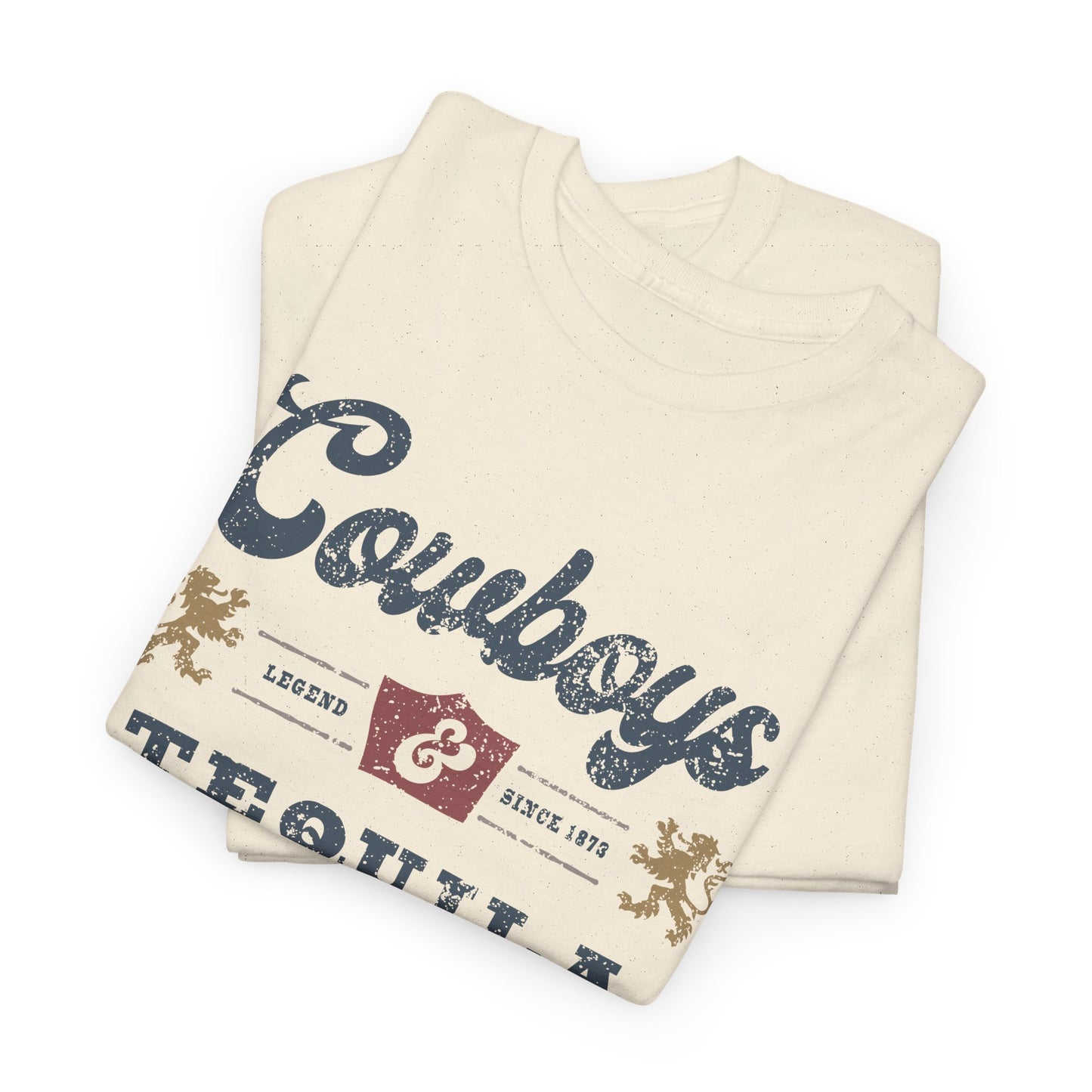 Vintage Cowboys and Tequila T-shirt Myfiercespirit Folded Front Naturel