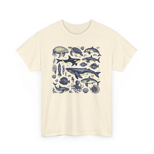 Vintage Sea Life T-shirt Myfiercespirit Front Naturel