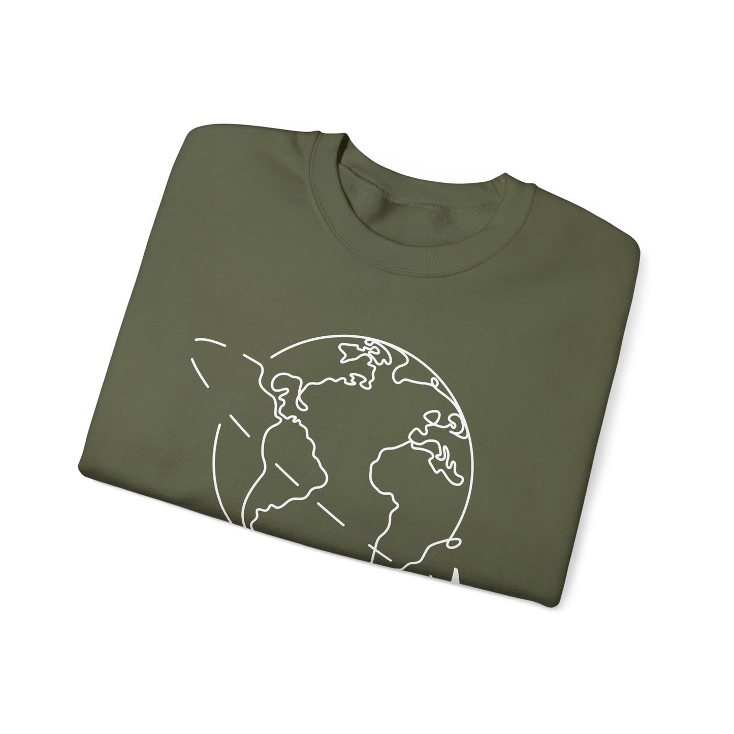 World Travel Sweatshirt Myfiercespirit Folded Front Military Green